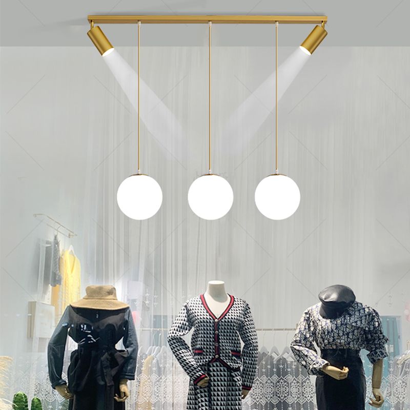 Kogelcluster hanger Modern Opaline Glass Restaurant Hanglamp met spotlight