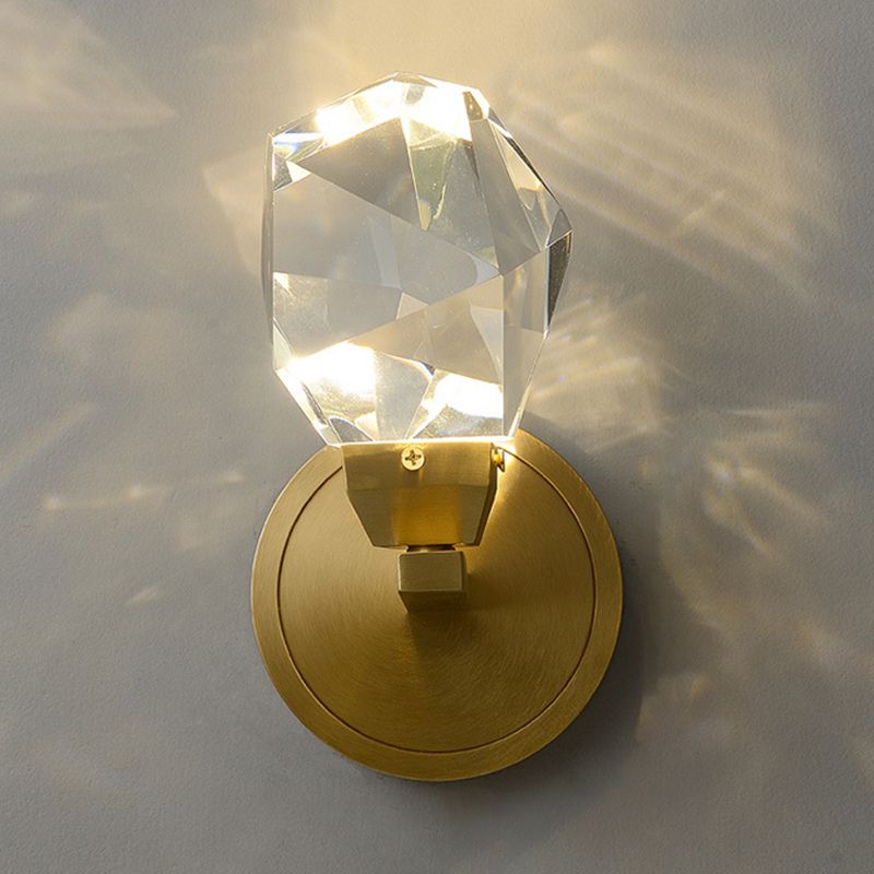 Golden Metallic Lighting Post Modern Crystal Wall Light for Living Room