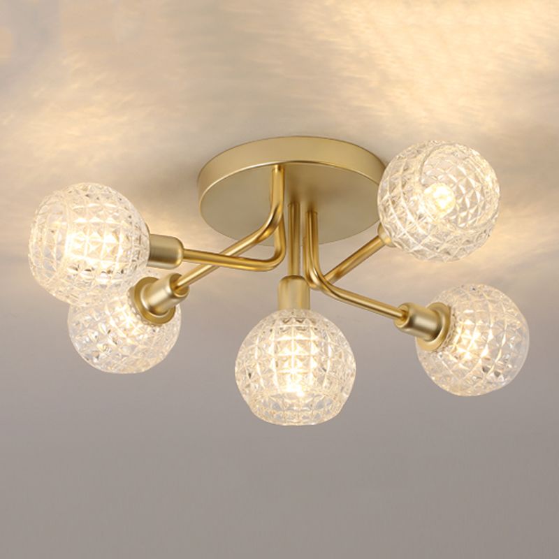 5 Light Spherical Ceiling Light Modern Style Glass Ceiling Lighting for Dining Room