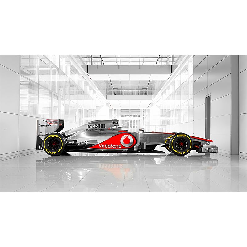 Giant Race Car Wall Art Grey and Red Non-Woven Fabric Wall Mural for Home Decor, Custom-Printed