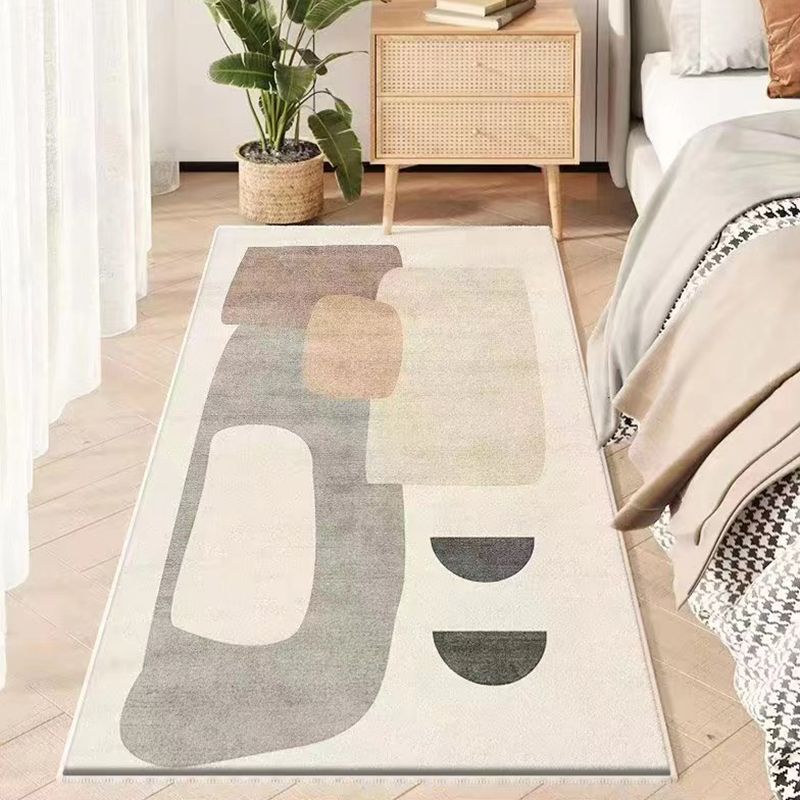 Gray Casual Rug Polyester Feather Rug Stain Resistant Rug for Drawing Room