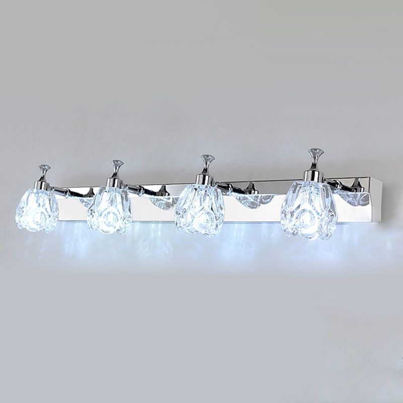Multi-Lights Unique Shade Wall Sconce Modern Simple Mirror Mirror Crystal Mury Lighting in Silver