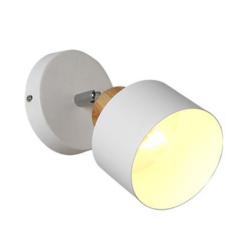 Rotatable Drum Metall Wandleuchte zeitgenössische 1 leichte Innenwandleuchten in Weiß