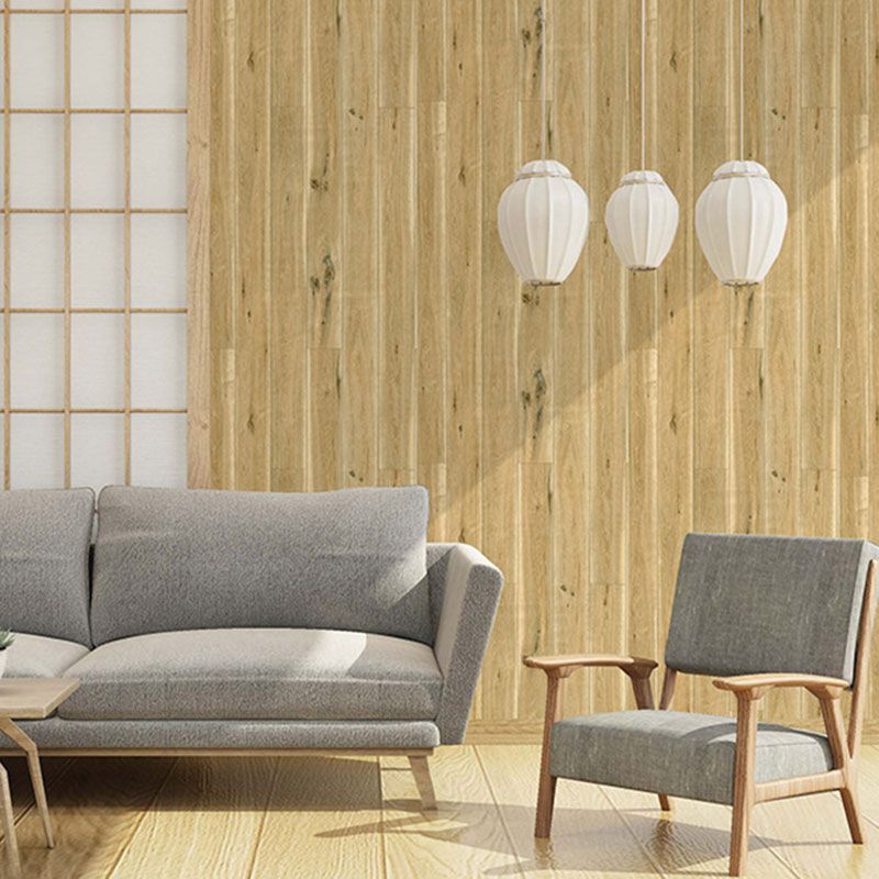 Pastel Yellow Wooden Stripe Wallpaper Waterproof Easy to Remove Wall Decor, 29.1 sq ft.