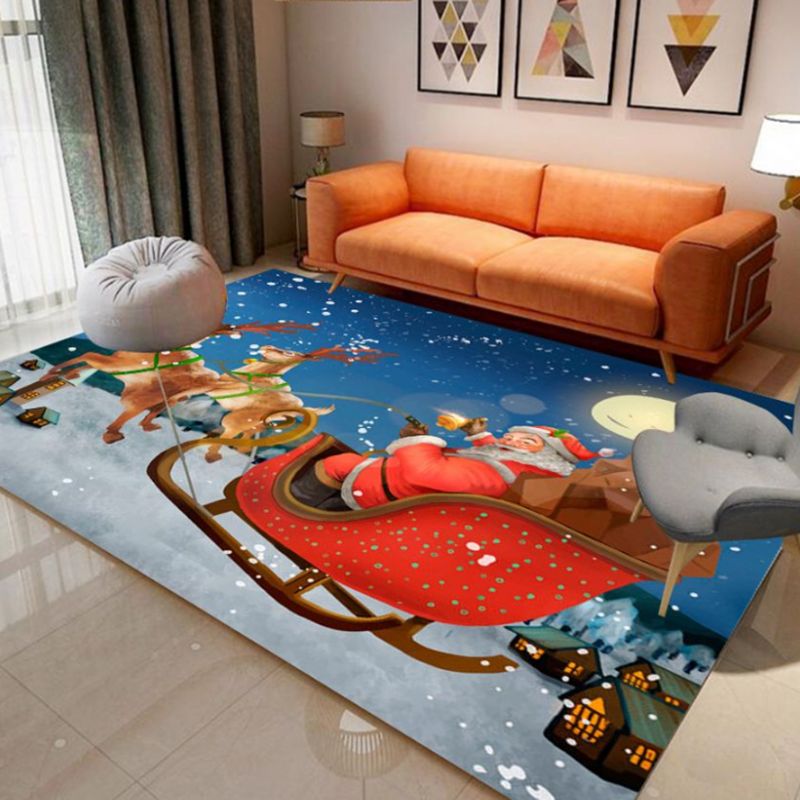 Purple Modern Indoor Rug Polyester Horse Area Rug Non-Slip Backing Rug for Drawing Room