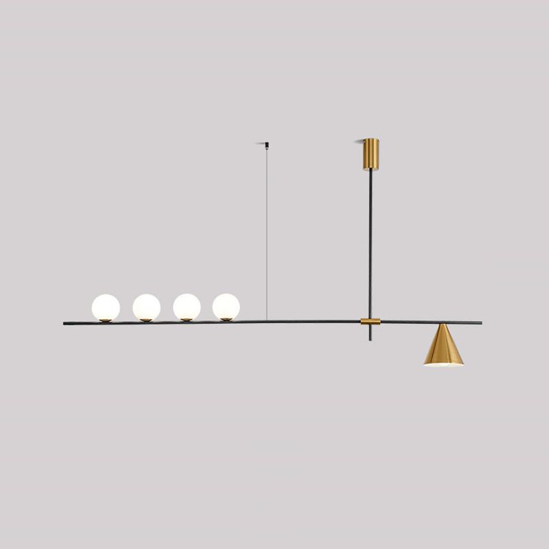 Multi - Light Kitchen Island Fixture Modern Iron and Glass Ceiling Pendant in Black / Gold