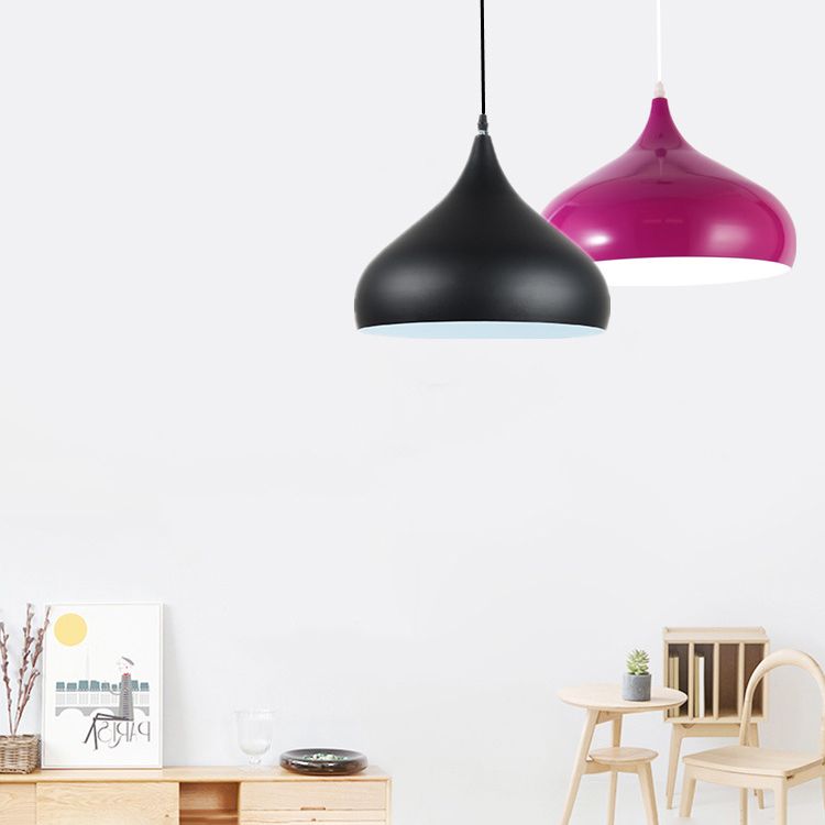 Lacquered Aluminium Indoor Pendant Light in Modern Creative Style Tapered Macaron Hanging Lamp