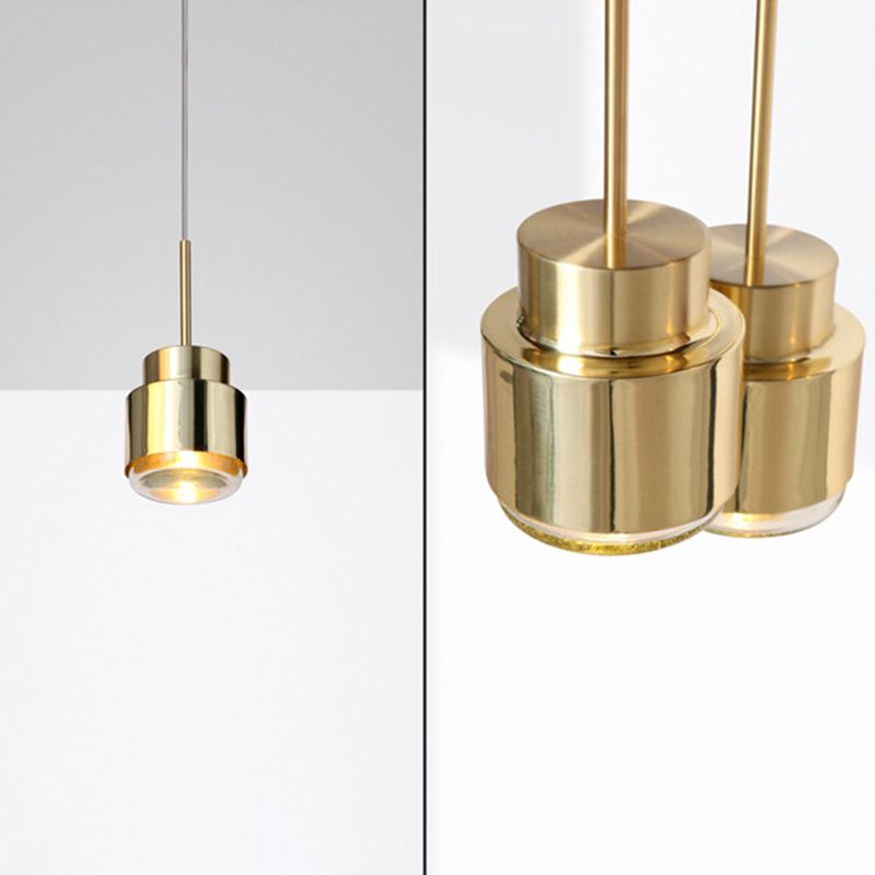 Postmodern Metal Pendant Light 1-Light Small Bedside Suspension Light Fixture in Brass