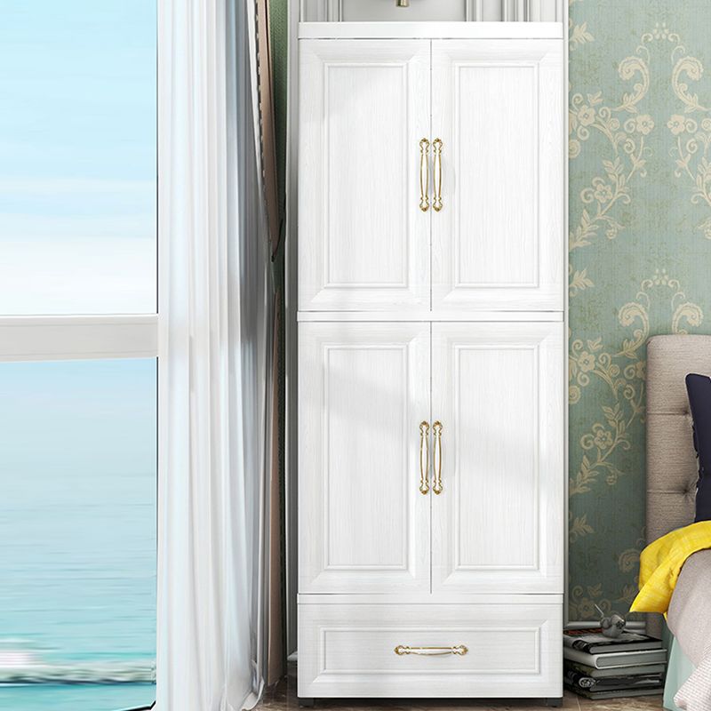 Beige and White Wardrobe Armoire Contemporary Style Plastic Wardrobe Cabinet