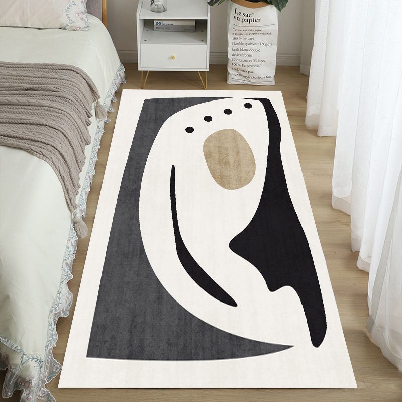 Modern Bedroom Area Rug Geometric Pattern Polyester Area Carpet Non-Slip Backing Area Rug