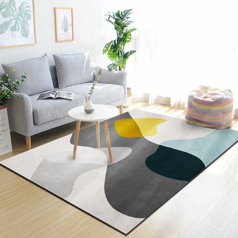 Dark Gray Lozenge Rug Polyester Modern Rug Washable Rug for Home Decor