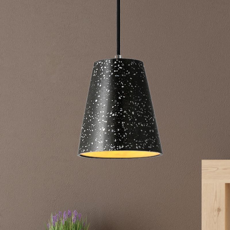Concrete Cone Pendant Lighting Simplicity 1 Light Black/White/Brown Hanging Light