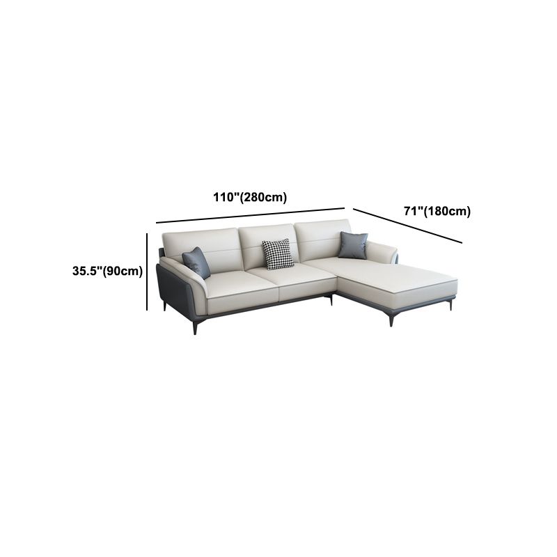 Faux Leather Pillow Back Sectional Sofa Flared Arm Sofa & Chaise