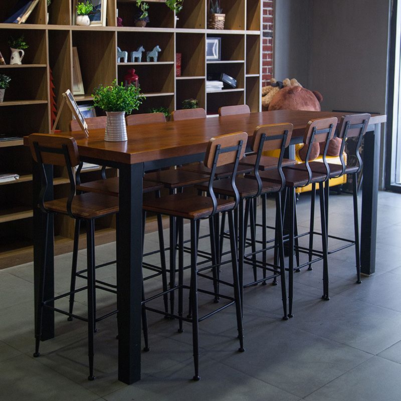 Wood Top Bar-height Table Black and Metal Legs Bar Table for Patio Use