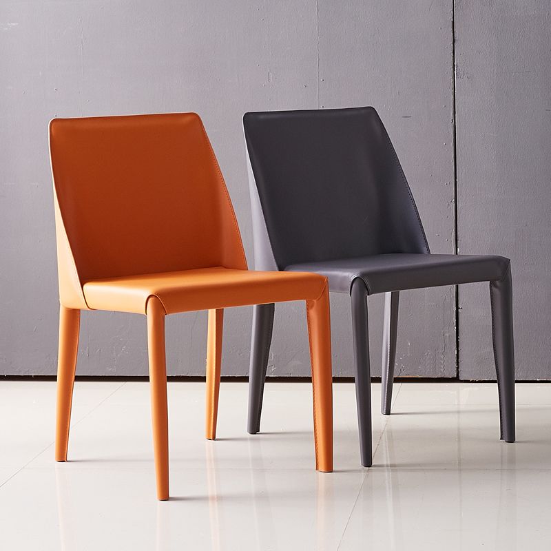 Sillas de cuero de diseño europeo, juego de sillas de comedor de cocina con parte trasera sólida