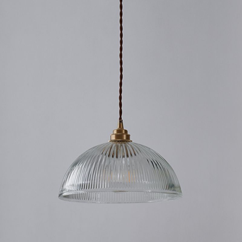 1-Light Dome Hanging Lamp Kit Industrial Glass Pendant Light for Dining Room