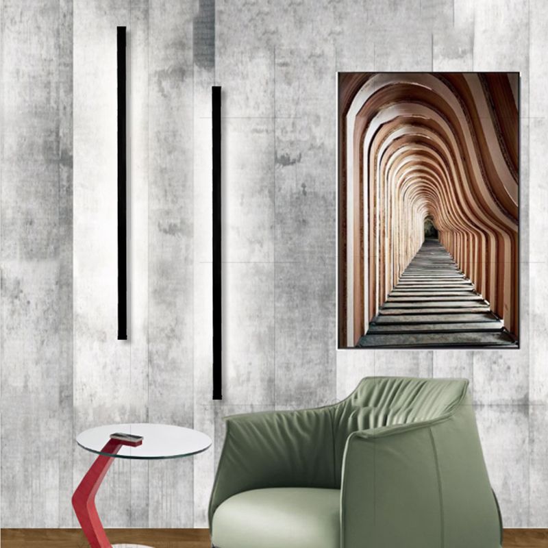 Black Rectangular Wall Light Sconces Modern Style Aluminum 1-Light Wall Lamps