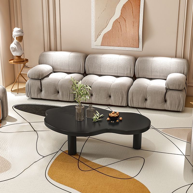 Modern Wood 3 Legs Cocktail Table Free Form Coffee Table - White