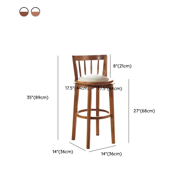 Modern Style Bar Stool Solid Wood Backrest Bar Stools with Swivel