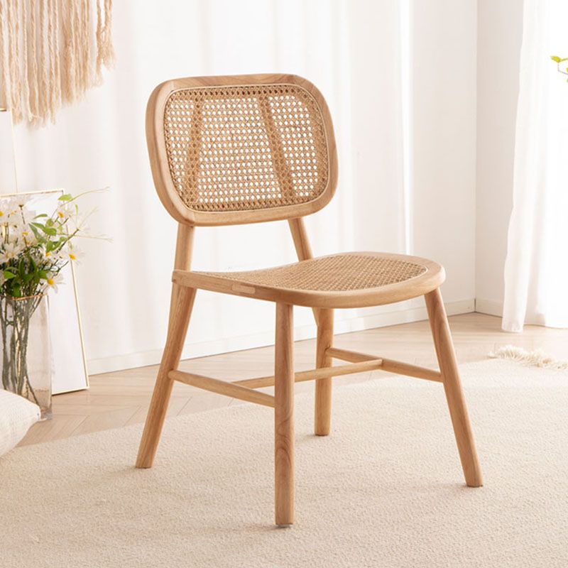 Silla de comedor de madera tradicional, silla lateral de comedor sin brazos con respaldo abierto para cocina