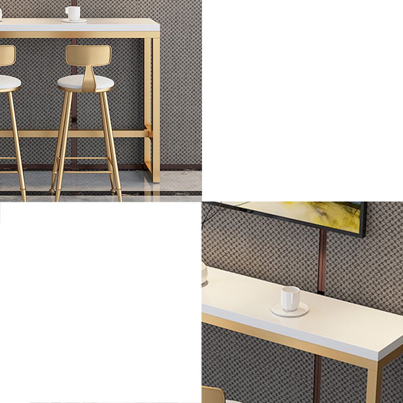 Glam Style Rectangle Bar Table Golden Base for Milk Tea Shop