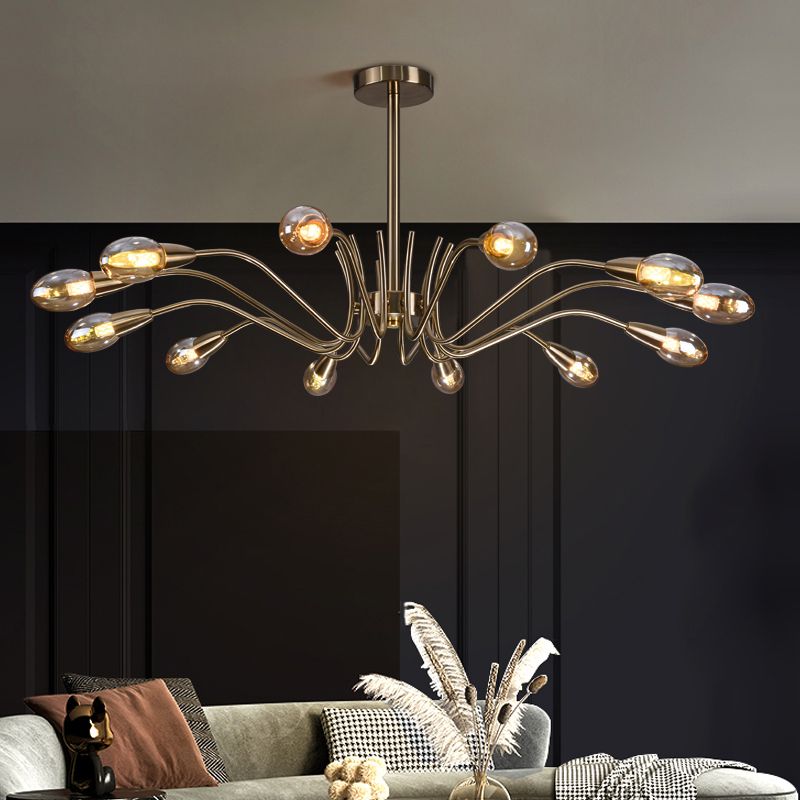 Lámpara de lámpara de lámpara de estilo posmoderno lámpara colgante de vidrio dorado para sala de estar