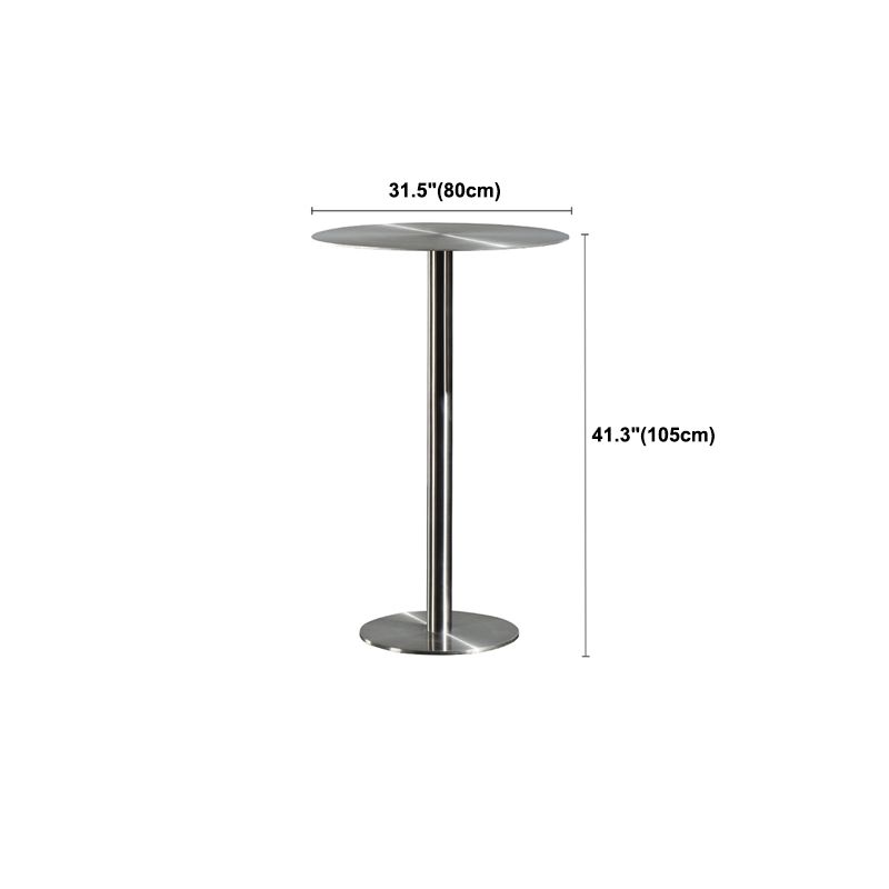 Stainless Steel Round Bar Dining Table Outdoor-Indoor Pedestal Bar Table
