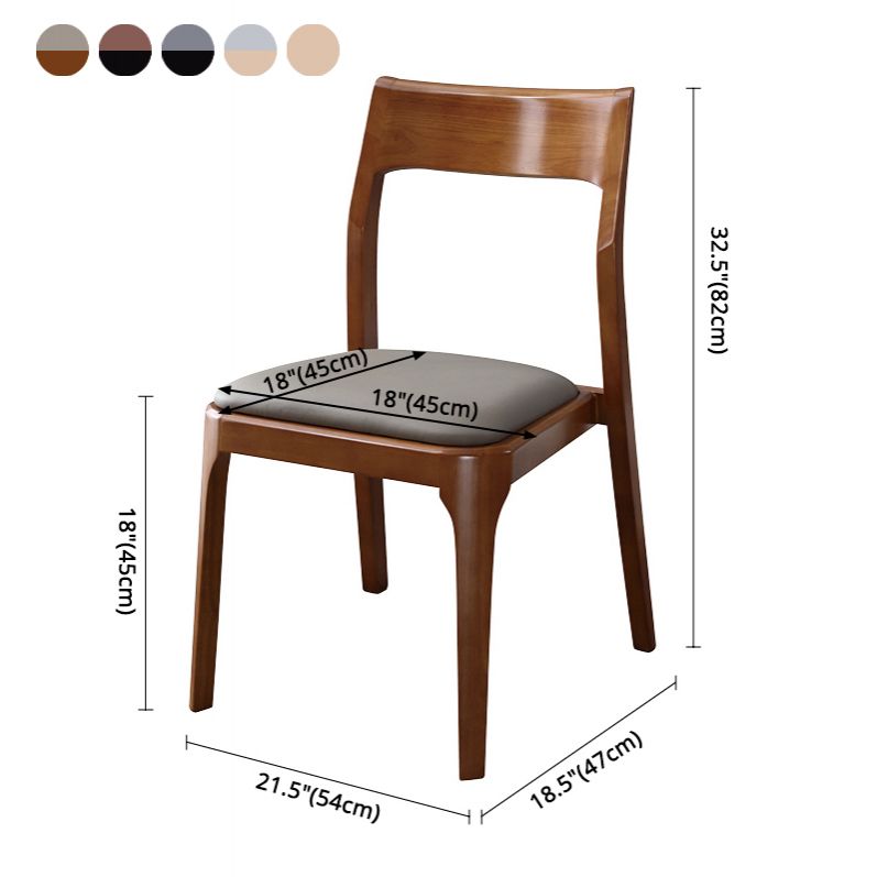 Chaises de salle à manger en bois modernes, chaise sans bras latérale à dos ouvert pour la cuisine