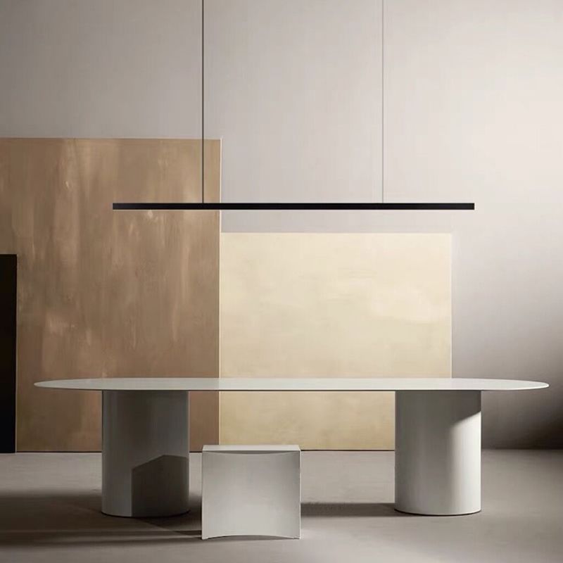 Minimalism Linear LED Island Light Fixture in Black for Dining Room