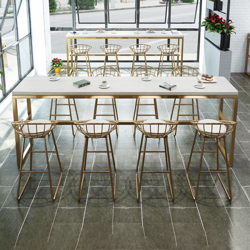 Glam Iron Base Bar Table Indoor Solid Wood Bar Table for Dining Room