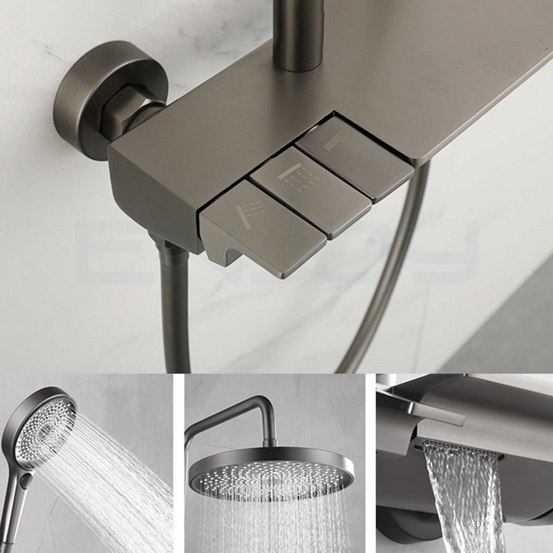 Brass Wall Mounted Shower System Slide Bar Included Shower Set