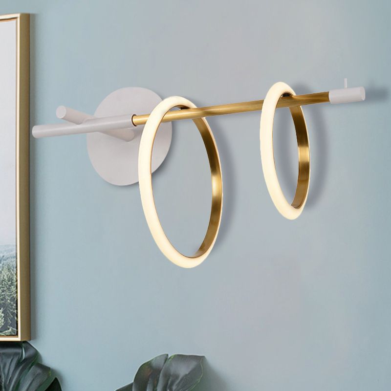 Ring Metal Wall Mount Lighting Modernist Black/White LED Wall Light Fixture with Straight Arm for Living Room