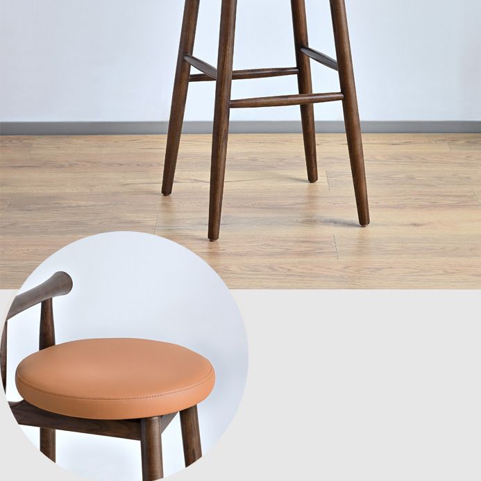 Faux Leather Armless Dining Stools Industrial Bar Stool with Wood Base