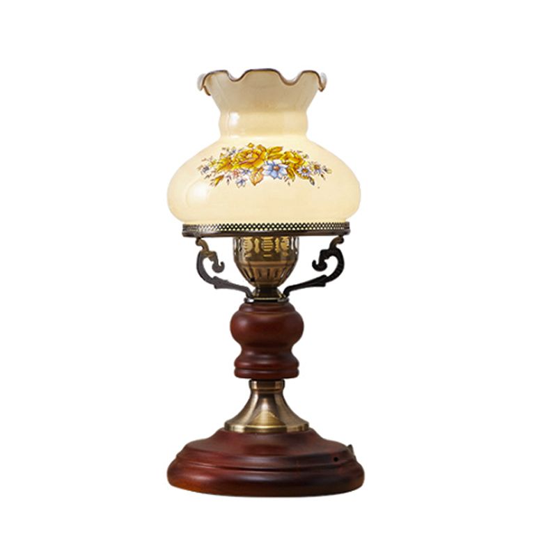 Red Brown Urn Shaped Table Light Countryside Beveled Crystal 1 Head Study Room Nightstand Lamp