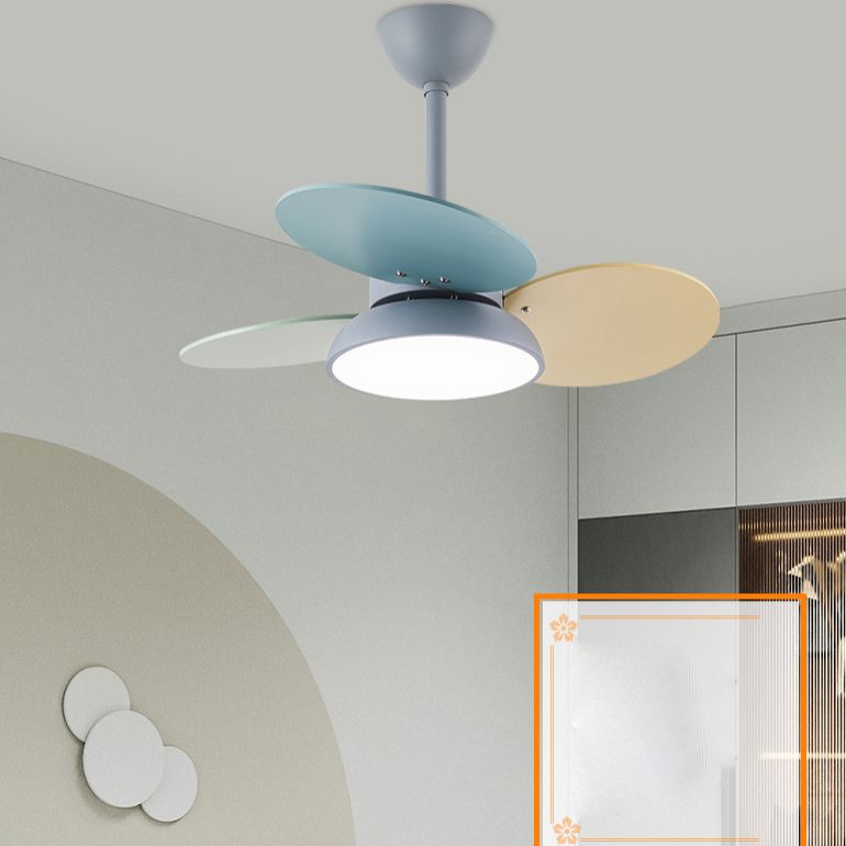 Kids Creative LED Pendant Light Wrought Iron Indoor Fan Chandelier with Acrylic Shade