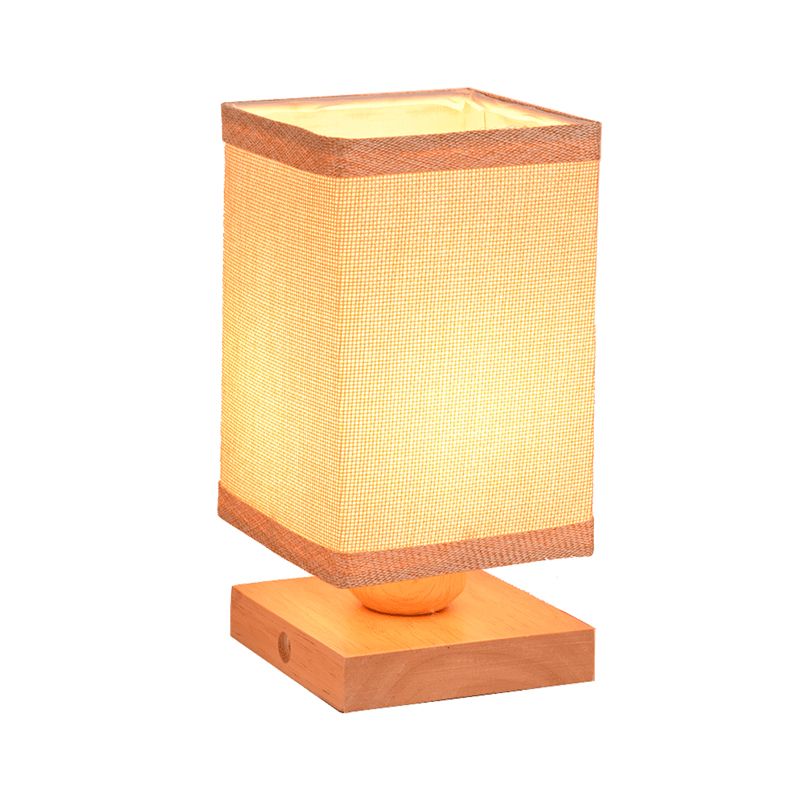 1 tête de salle à manger lampe de bureau chinois lumière de table en bois avec une teinte de tissu rectangle
