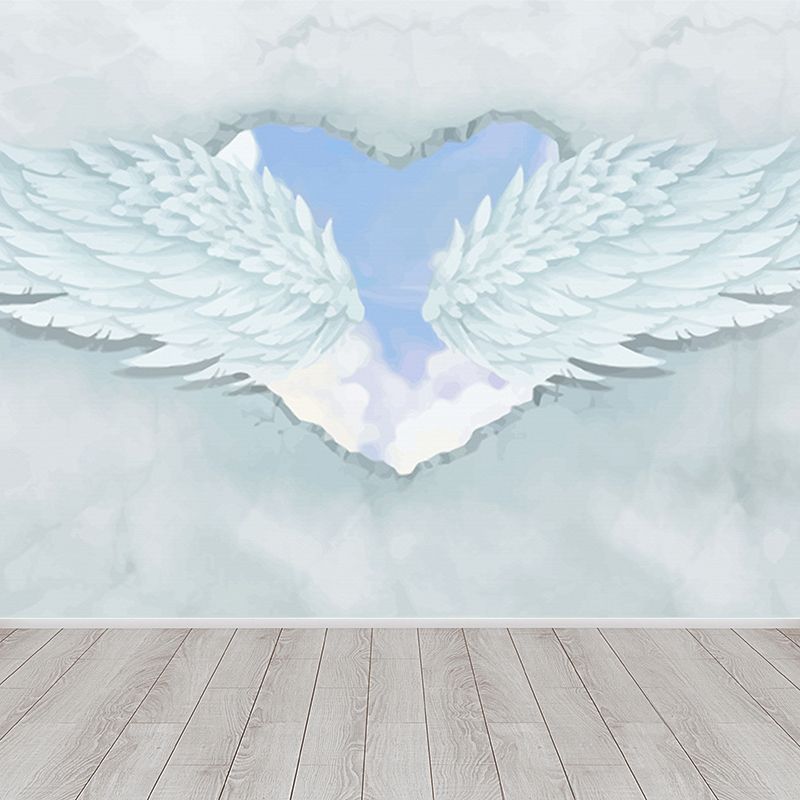 Spreading Wing Mural Decal Soft Color Contemporary Wall Covering for Living Room