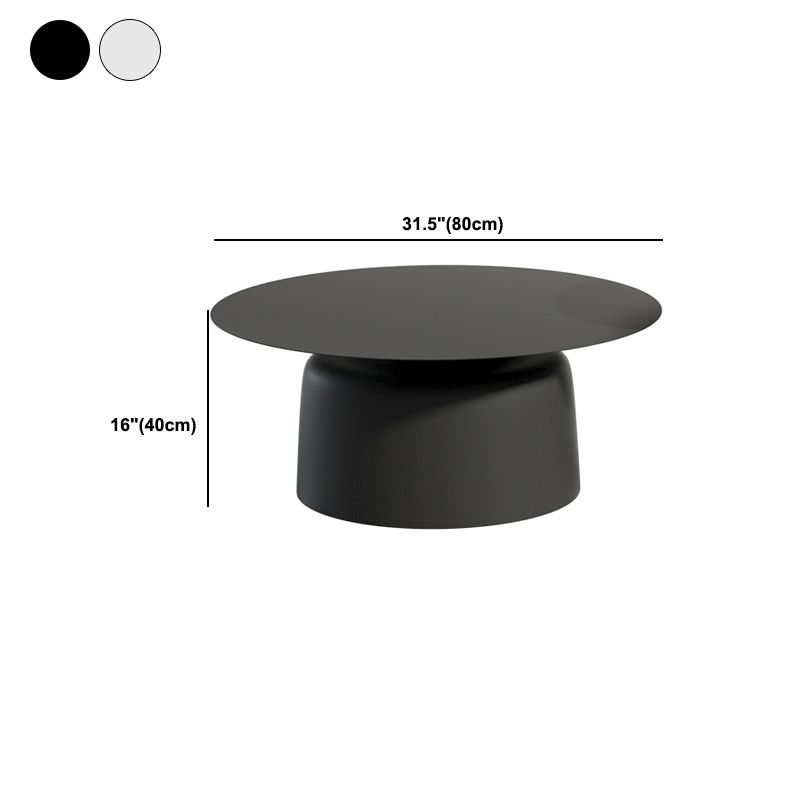 Pedestal Black/White Coffee Table Metal Round Cocktail Table