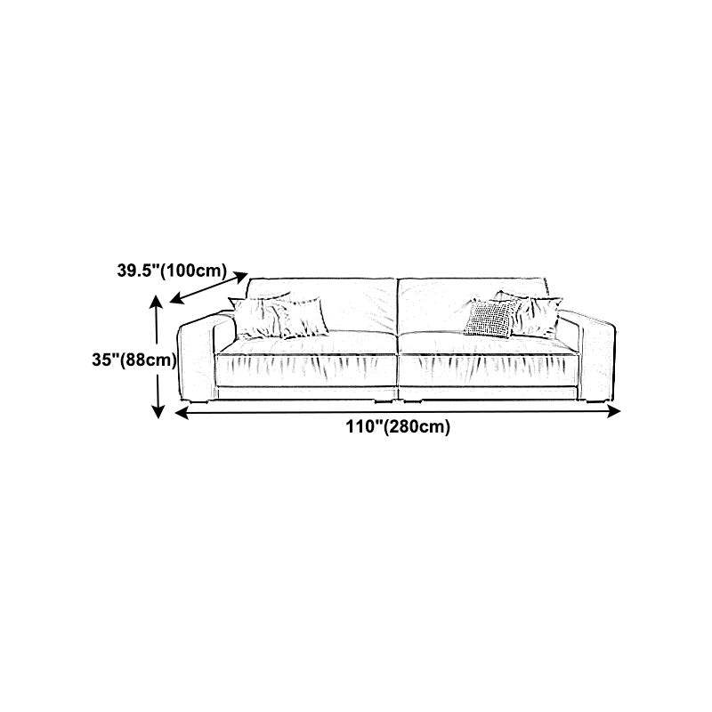 Cushions Faux Leather Square Arm Sofa with Waterproof and Wear-resisting