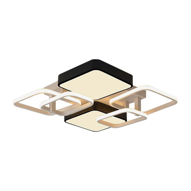 Acrylique carré plafond plafond monte à chasse moderne de 25,5 "/ 39" de large LED près du plafond de plafond en noir