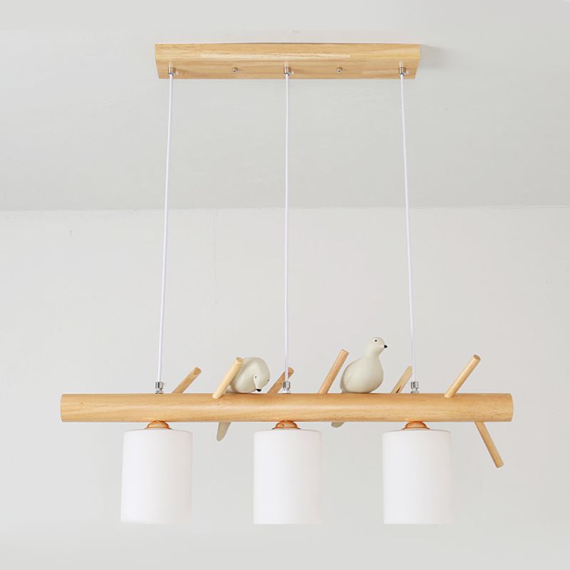 Modern Island Lighting Cylinder Glass Chandelier Light Fixture for Dining Room