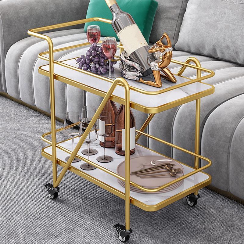 Marble Open Shelves Prep Table Rectangular Dining Room Kitchen Trolley