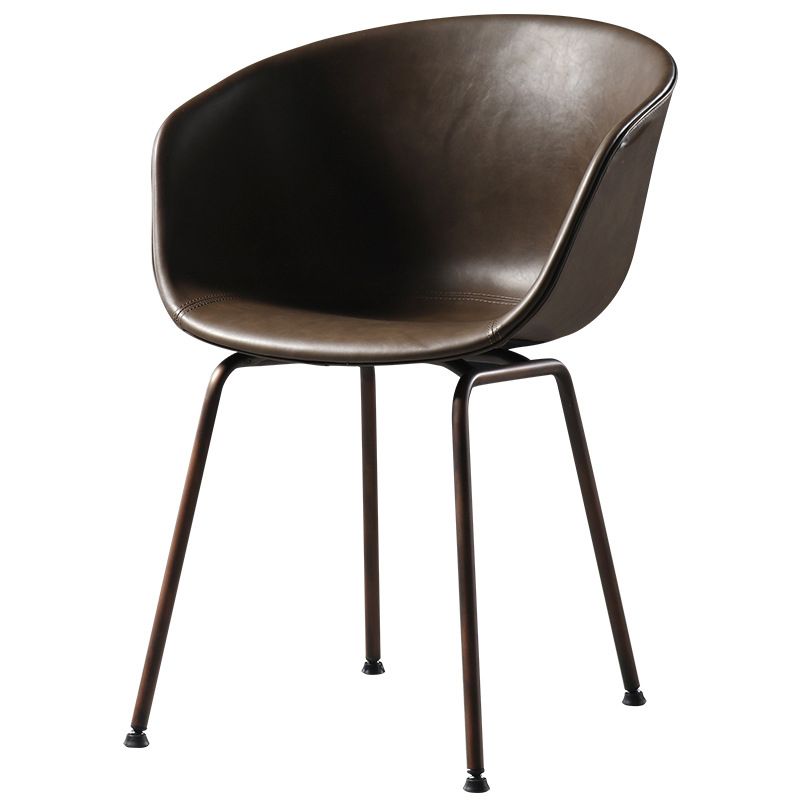 Industrial Style Metal Matte Finish Dining Arm Chair Solid Back Dining Chair