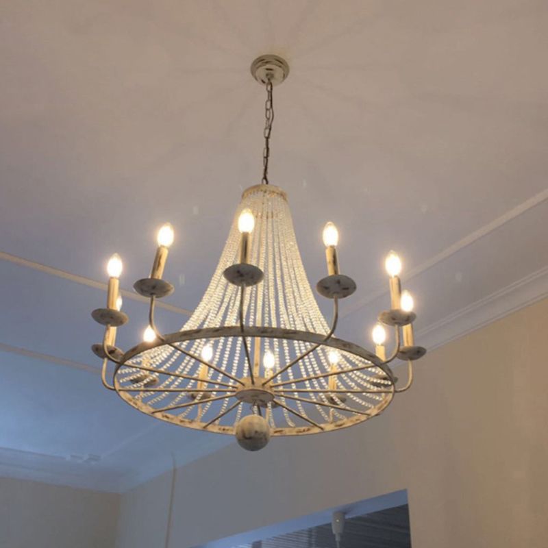 Candelabra Antique Candelabra Lighting Metal Pendant Light avec décoration de perles de cristal