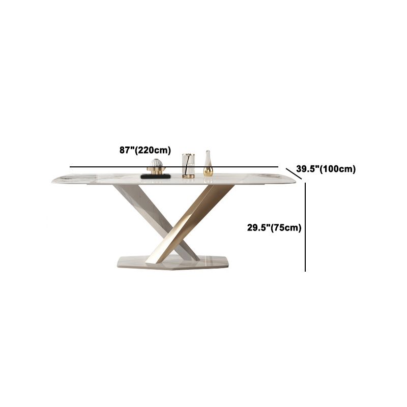 Nordic Sintered Stone Top Dining Set Rectangle 1/4/5/6/7 Pieces Dining Area Table Set