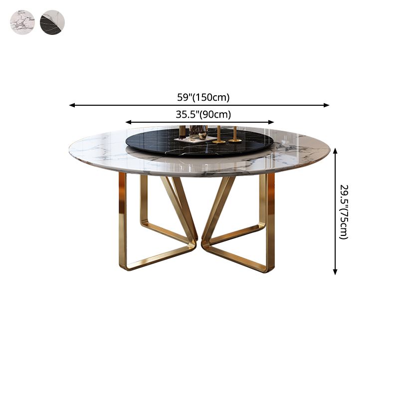 Ronde meubels luxe stijl marmeren dubbele voetstuk eettafel met draaitafel
