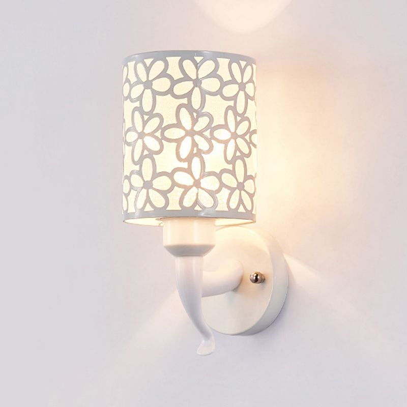Modernist Wall Sconce Cylinder Metal Sconce Lighting in White for Bedroom