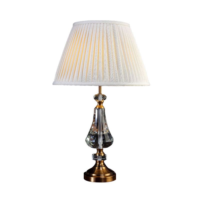 1 luce da tavolo da notte conico leggero Crema di crema grigio luci con base di cristallo