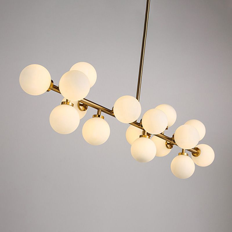 Luce a soffitto sferico dell'isola contemporanea in vetro oro isola a sospensione Luce