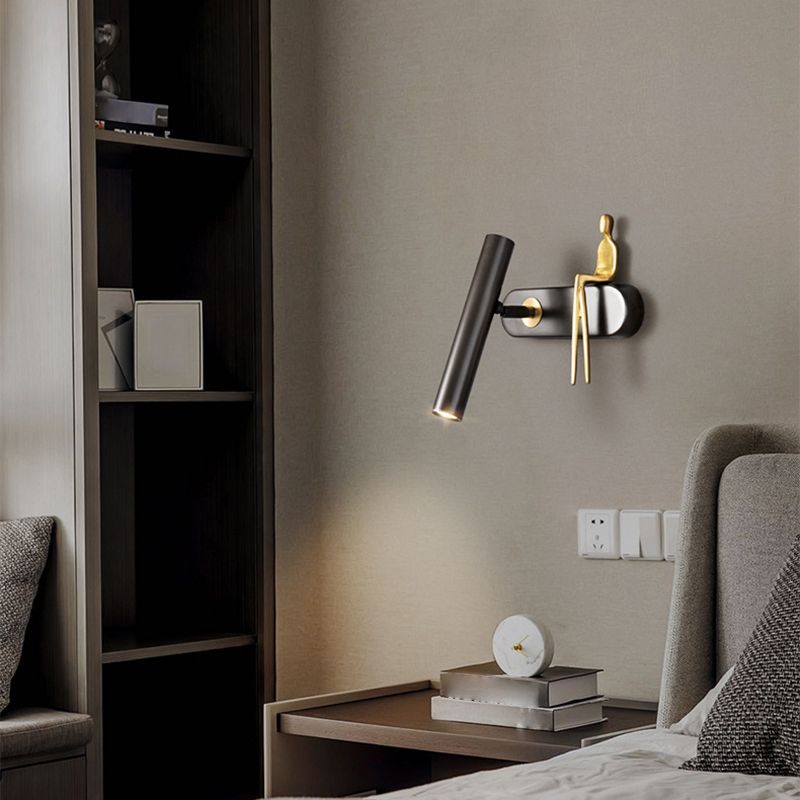 1-Light Cylinder Wall Light Fixture Modern Metal Wall Sconce Light